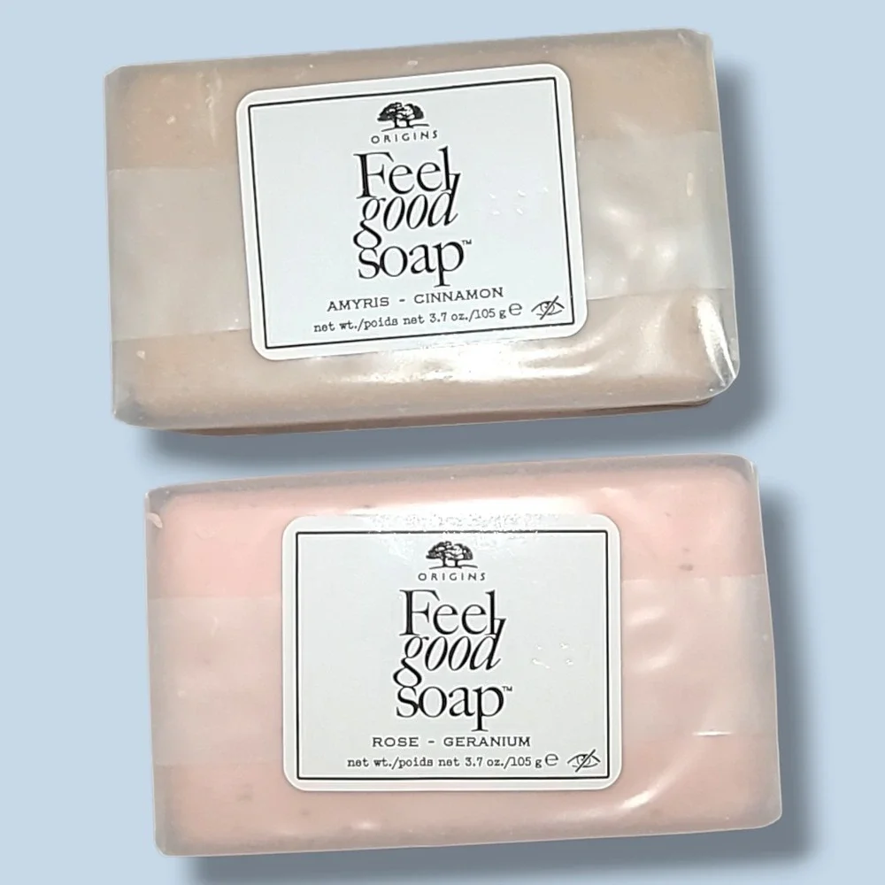 Origins Feel Good Soap Set Rose Geranium Amyris‎ Cinnamon 3.7oz 2 Bars New